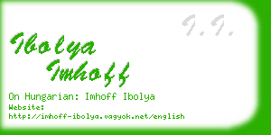 ibolya imhoff business card